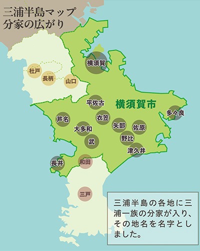 三浦一族分家の広がり