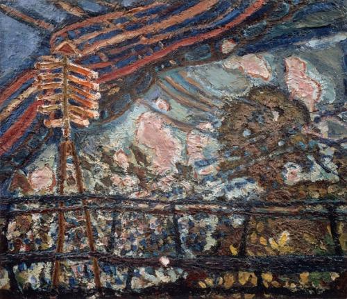 朝井閑右衛門《電線風景(トンネル)》1952年