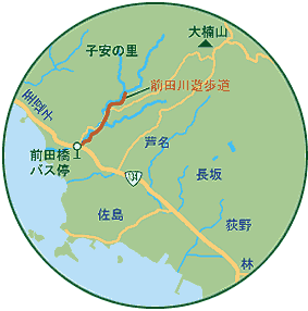 前田川遊歩道の周辺地図