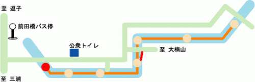 遊歩道の起点の位置図