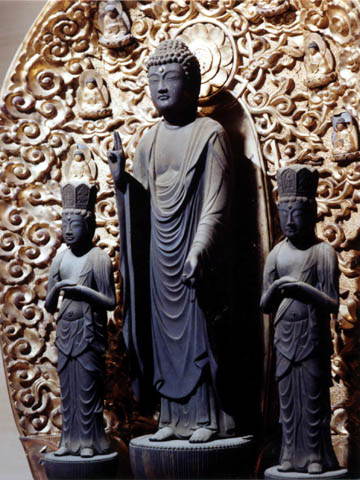 銅造阿弥陀三尊像