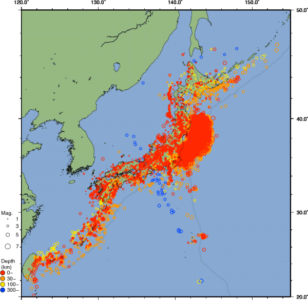 2011年3月震央分布図