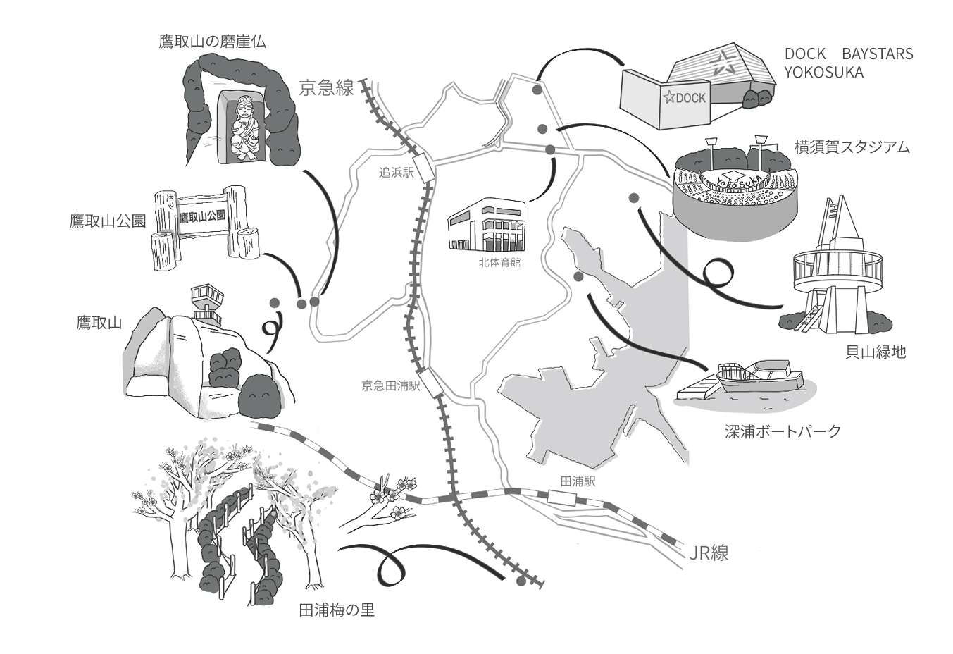 追浜地図イラスト